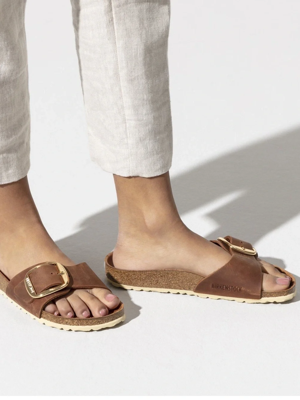 Birkenstock🍂🍁 Madrid Big Buckle Oiled Leather sandals Cognac Sz 40 US9-9.5